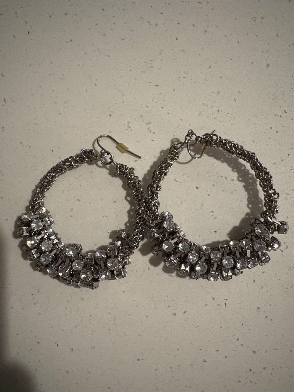 Silver Crystal Hoop Earrings - Sparkling Statement Hoops